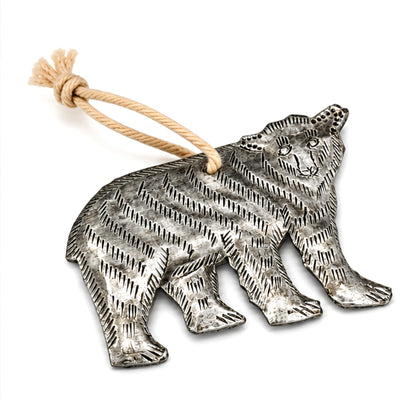 Bear Haitian Metal Drum Ornament