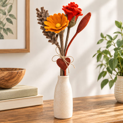 PACK OF 5 - Handmade Felt Autumn Flower Harvest Bouquet