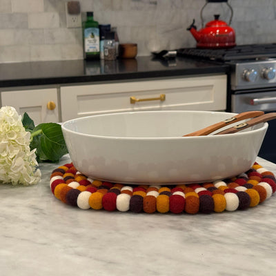 Handmade Felt Fall Tabletop Set – Harvest Flower Bouquet & Oval Casserole Trivet
