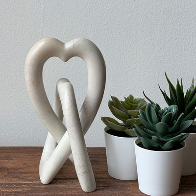 Soapstone Heart Eternal Love Knot Sculpture. 6 inch