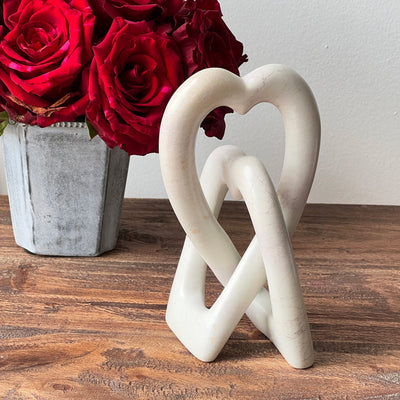 Soapstone Heart Eternal Love Knot Sculpture. 6 inch