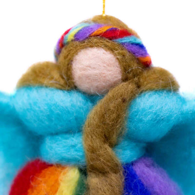 Rainbow Fairy Blue Wings Handmade Felt Ornament