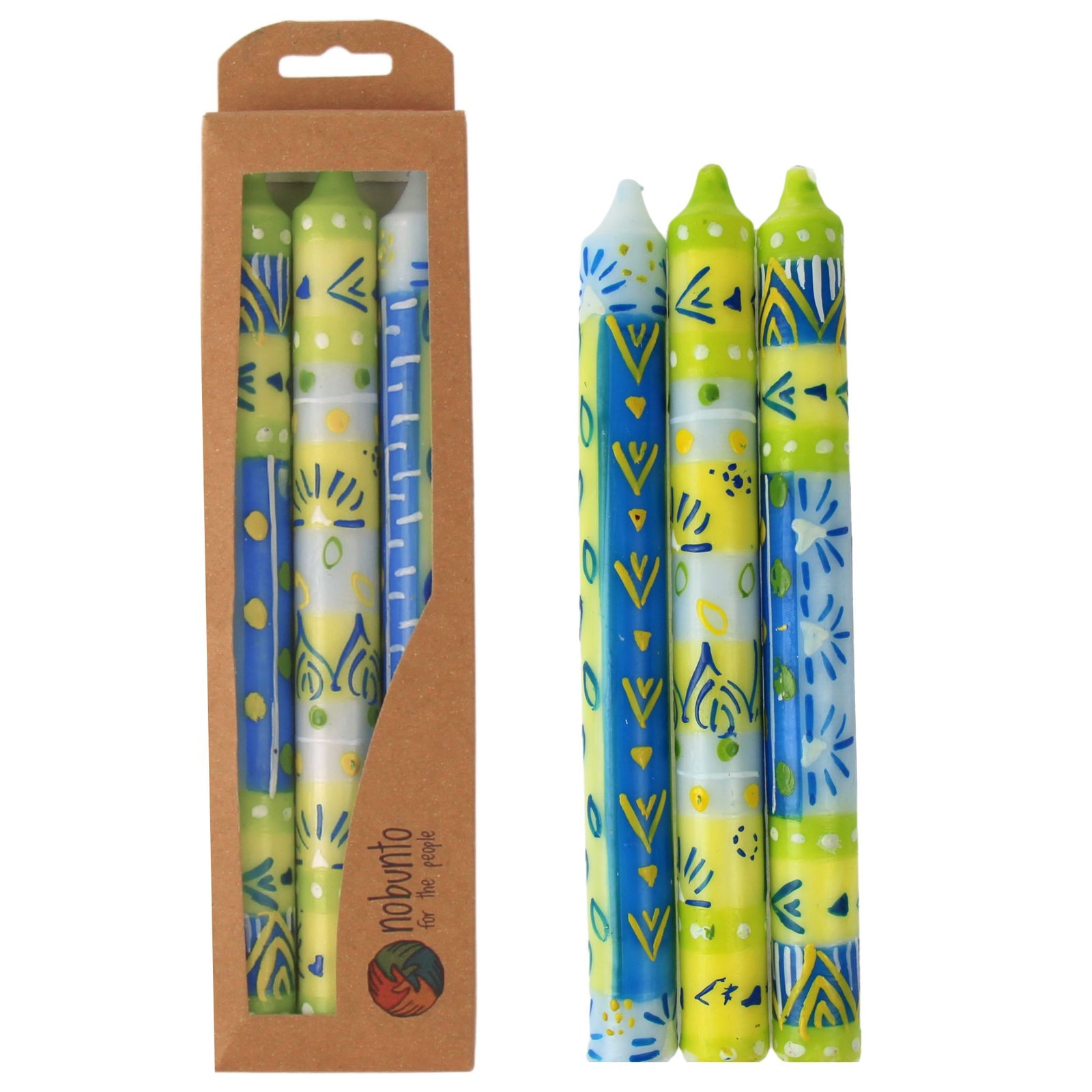 Tall Hand Painted Candles - Three in Box - Ihlobo Design