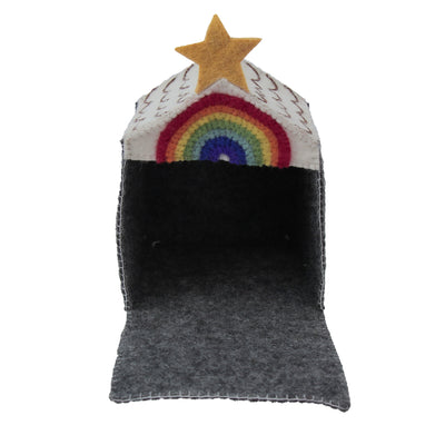 Rainbow Hand-stitched Felt Nativity Set,12 Piece Set with Storage Barn