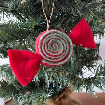 Classic Candy-Red/Green Handmade Felt Ornament
