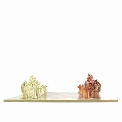 Soapstone Hand-Carved Chess Set  in Box  - Safari Animal Pieces