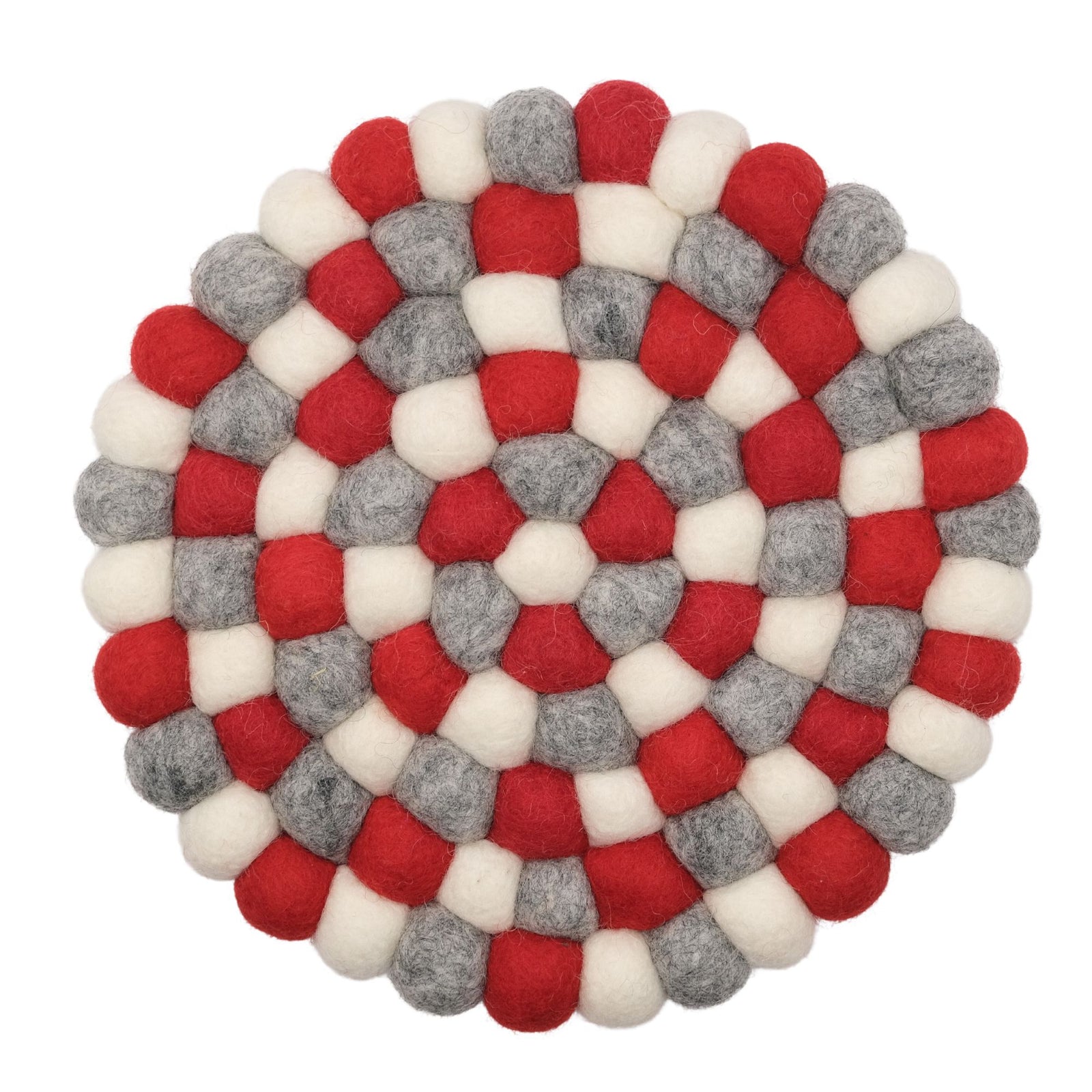 Celebration Red & Grey Felt Ball Coasters, Set of 4