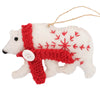 CLOSEOUT - Polar Bear with Red Detail, Handmade Felt Ornament