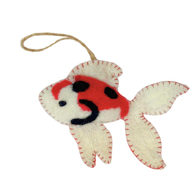Koi Fish Felt Ornament, Black Accents