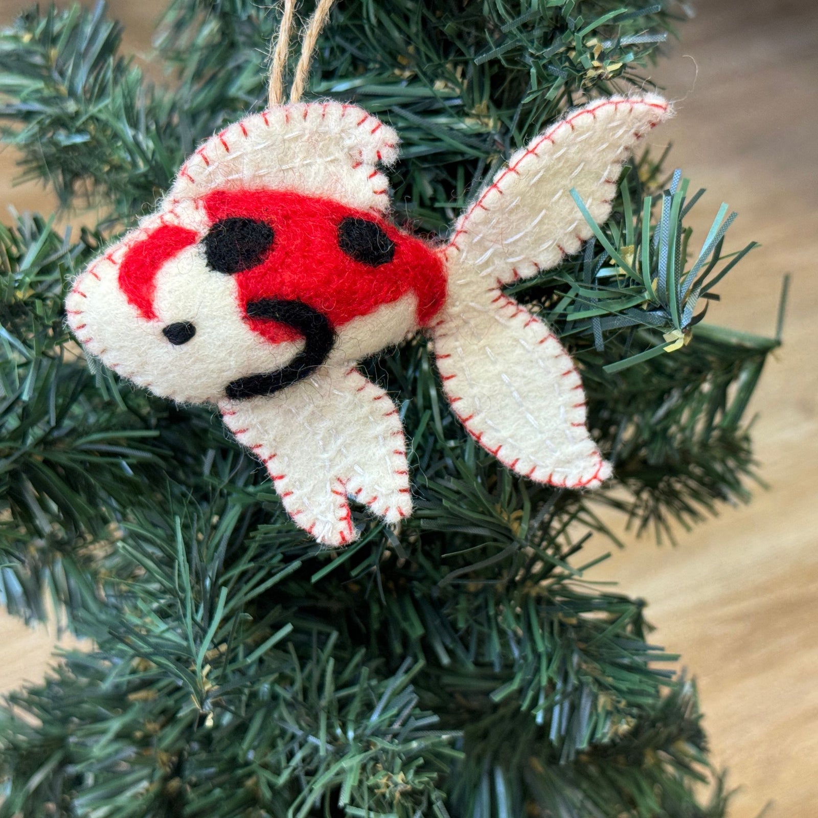 Koi Fish Felt Ornament, Black Accents