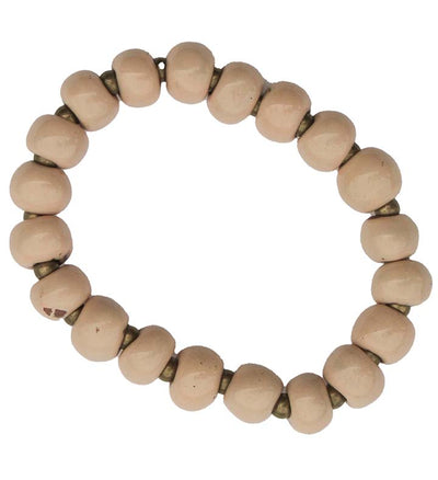 Handcrafted Clay Bead Bracelet from Haitian Artisans, Tan - Set of 3