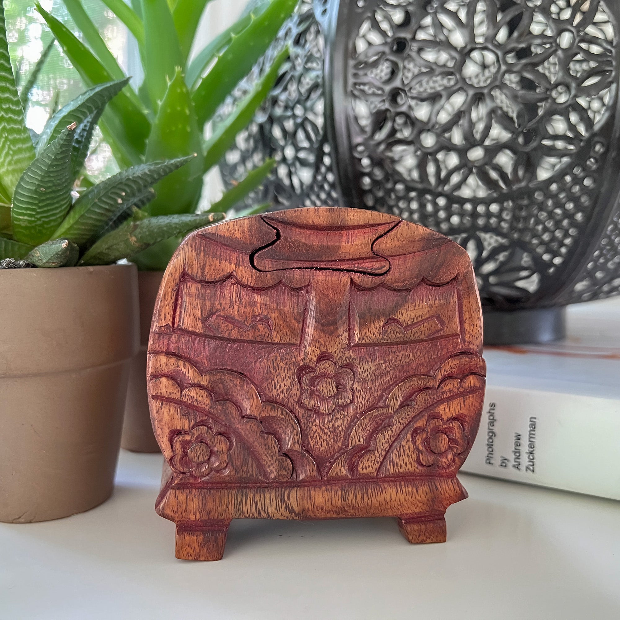 Camper Wood Puzzle Trinket Box Hand carved in India