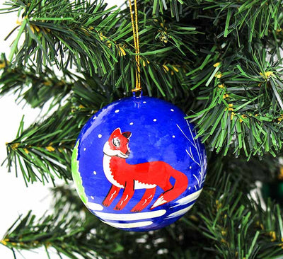 Handpainted Ornament Fox - Pack of 3