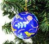 Handpainted Ornament Birds and Flowers, Blue - Pack of 3