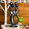 Single Soapstone Family Sculptures Black Finish - 10 inch