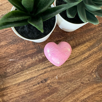 10-Pack - Soapstone Hearts - 1.5-inch - Assorted Colors with Designs