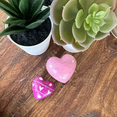 10-Pack - Soapstone Hearts - 1.5-inch - Assorted Colors with Designs