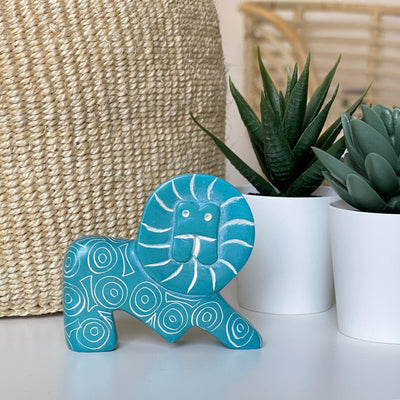 Single Soapstone Lions 3-inch