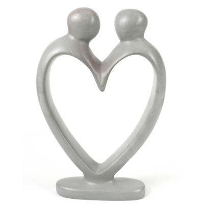 Single Soapstone Lover's Heart Sculptures - Natural Stone