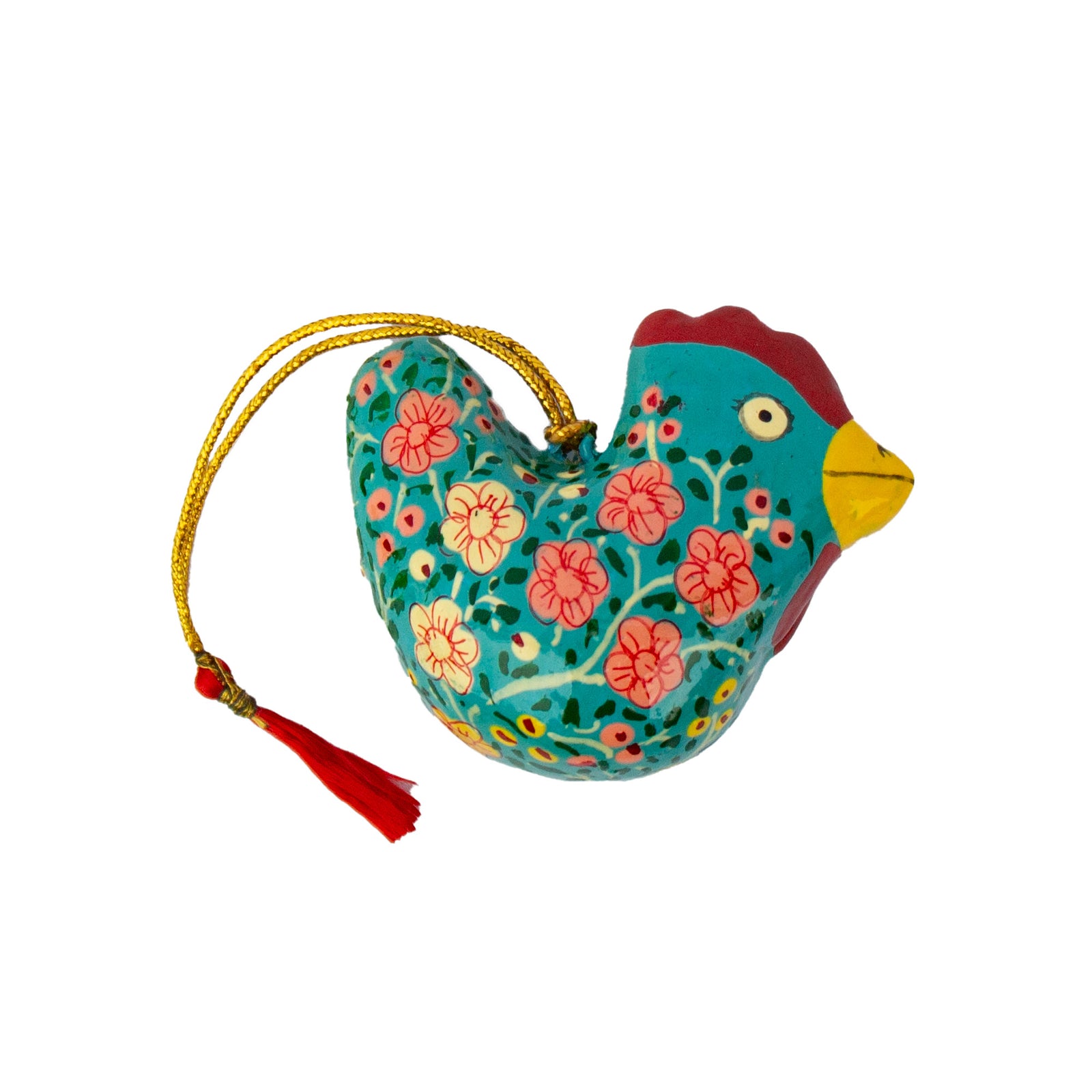 Handpainted Rooster Ornament Recycled Paper Mache