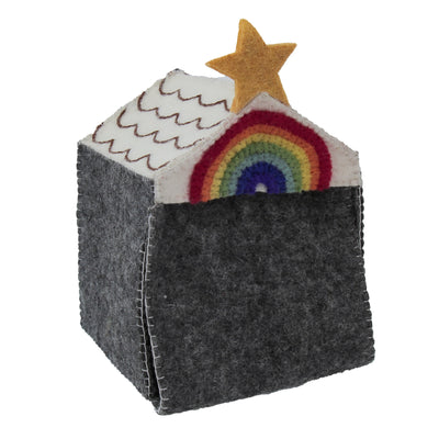 Rainbow Hand-stitched Felt Nativity Set,12 Piece Set with Storage Barn