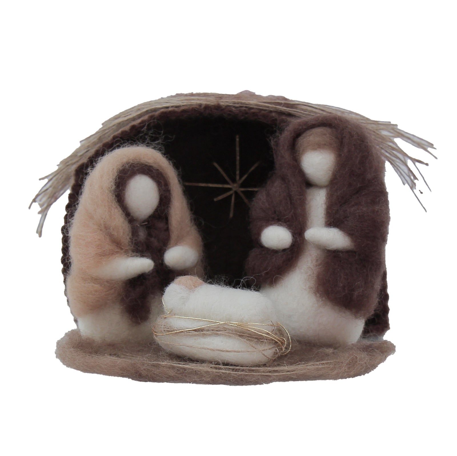 Handmade Petite Felt Nativity with Barn