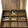 Soapstone Hand-Carved Chess Set in Box - Safari Animal Pieces - Grey/Natural Stone