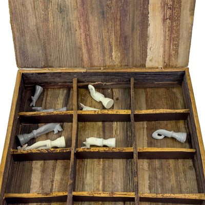 Soapstone Hand-Carved Chess Set in Box - Safari Animal Pieces - Grey/Natural Stone