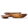 3 Nested Oval Olive Wood Bowls with Bone Inlay Accent