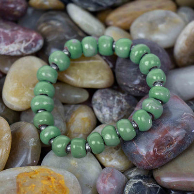 Haiti Clay Bead Bracelet, Green - PACK OF 3