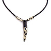 Bone "Tooth" Necklace on Leather Chain with Brass Closure- Batik Design