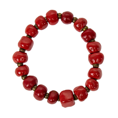 Handcrafted Stackable Set Clay Bead Bracelets from Haitian Artisans, Contrast Hues