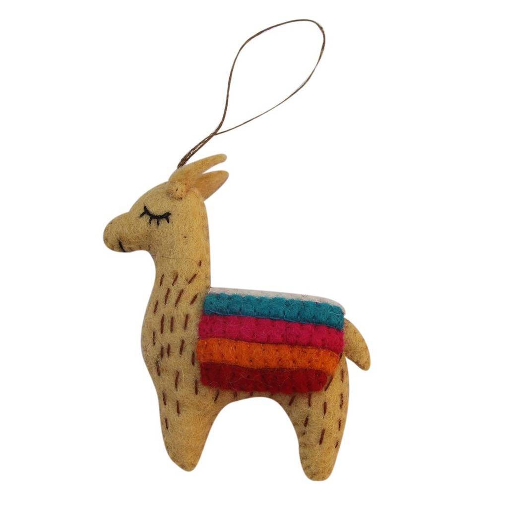 Tan Llama Felt Ornament
