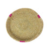 Hand-woven Palm Tray Basket with Pink Detail