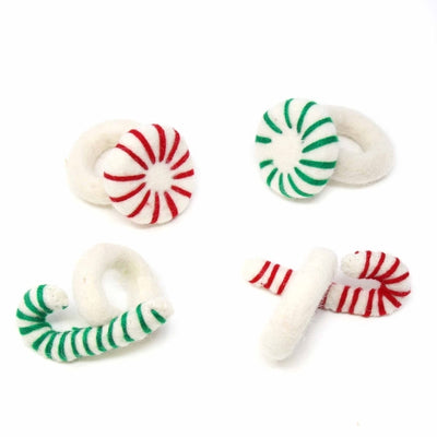 Set of 4 Napkin Rings, Peppermints