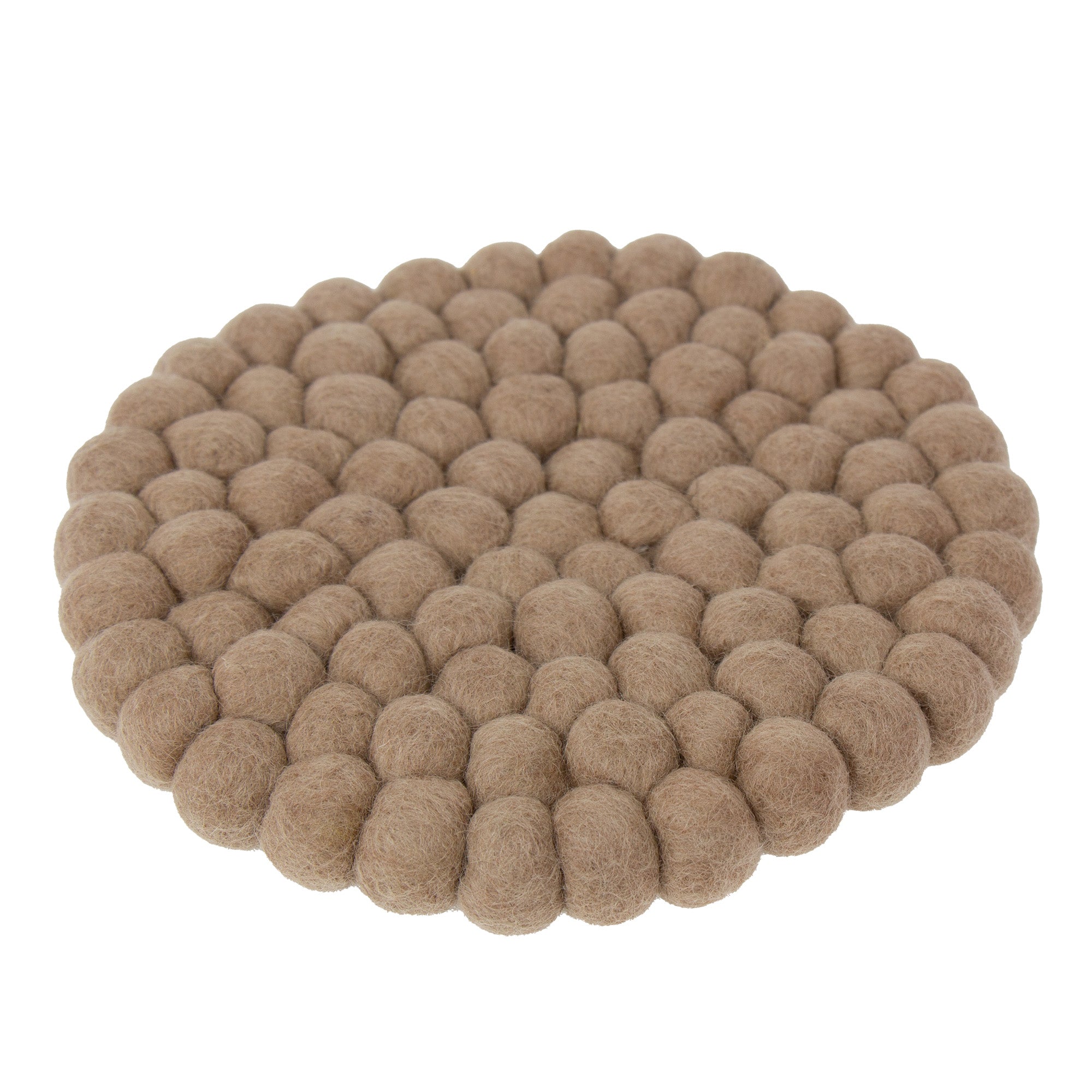 Felt Ball Trivet: Round, Driftwood Brown