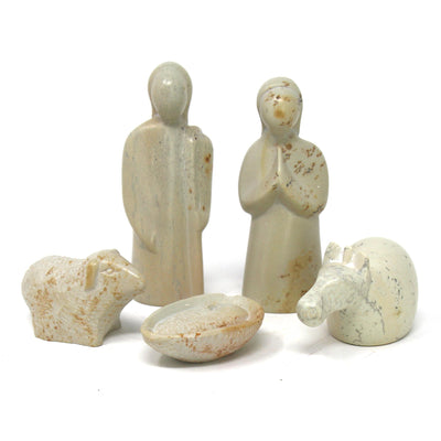 5-Piece Set - Soapstone Holy Family Nativity