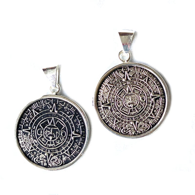 Alpaca Silver Aztec Calendar Pendant (chain not incl)