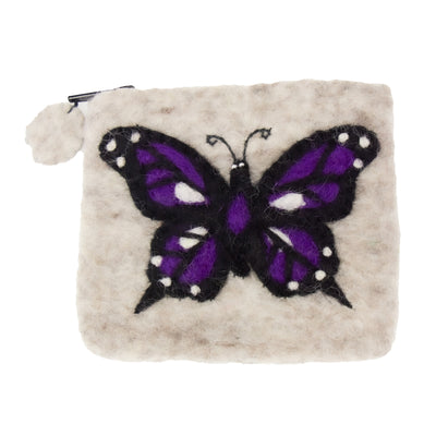Handcrafted Butterfly Felt Coin Zipper Pouch