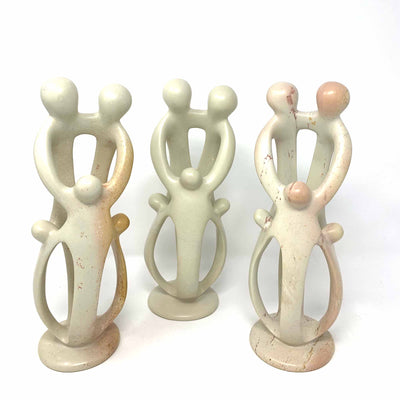 Single Soapstone Family Sculptures - 8-inch - Natural Stone