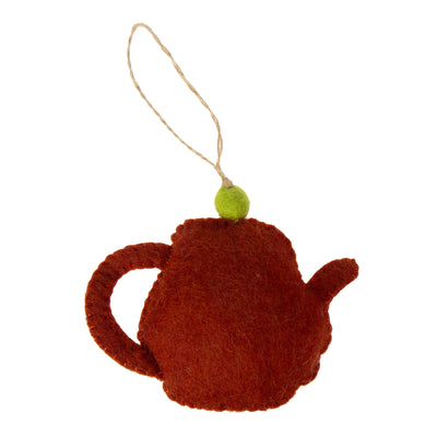 Tea Pot & Tea Cup Ornament Set, Rust