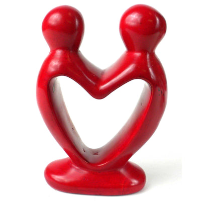 Single Soapstone Lover's Heart Sculptures - Red Finish