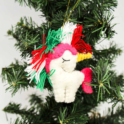 Christmas Unicorn Felt Ornament