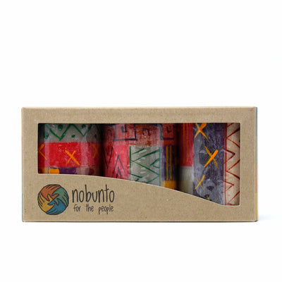 Hand-Painted Votive Candles, Boxed Set of 3 (Indabuko Design)