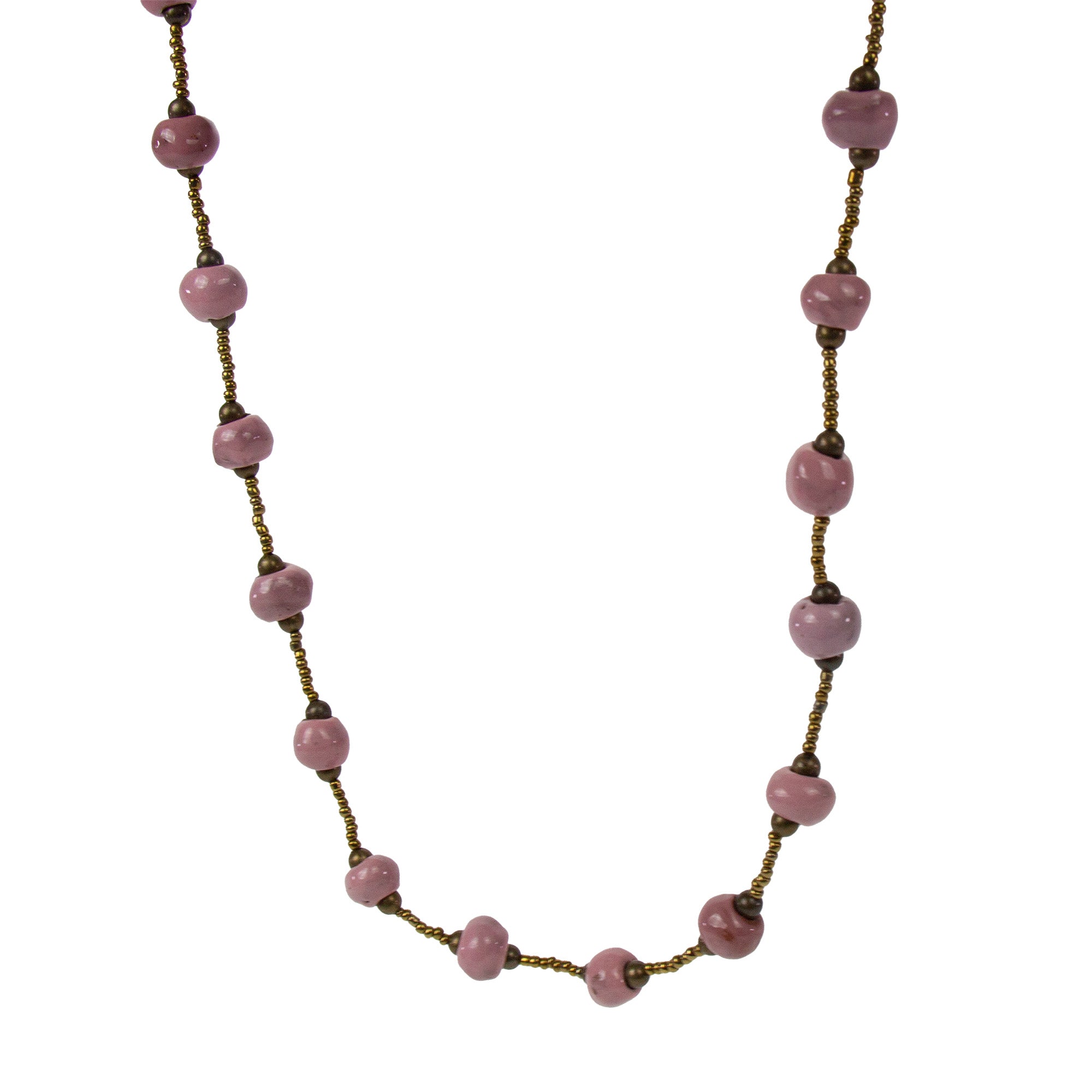 Haiti Clay Bead Short Necklace, Pink