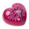 Large Soapstone Red Puffy Heart with Acacia Tree Carving