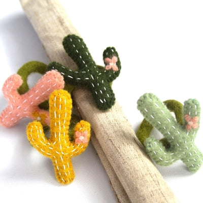 Assorted Cactus Felt Napkin Rings, Set of 4