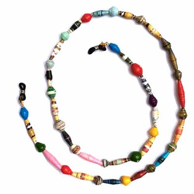 Eyeglass Paper Bead Chain, Colorful Mixed Shapes