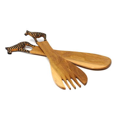 Wood Serving Set, Zebra Design