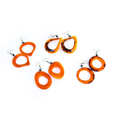 Elongated Dangle Horn Earrings, Orange